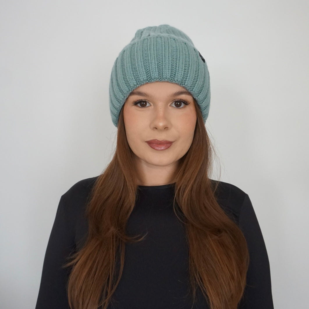 Cappello Invernale Donna Interno 100% Seta Anticrespo| Verde Acqua