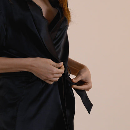 Vestaglia Kimono Donna in Seta | Nero