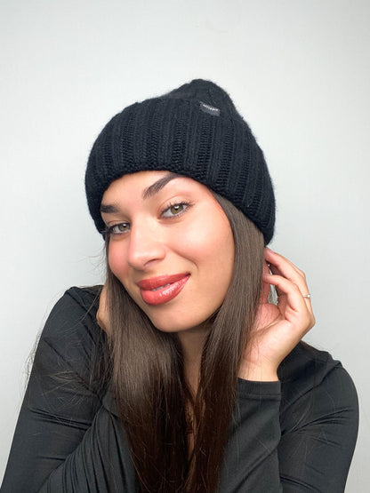 Cappello Invernale Donna Interno 100% Seta Anticrespo | Nero