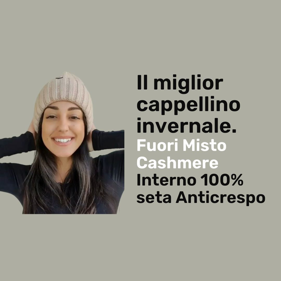 Cappello Invernale Donna Interno 100% Seta Anticrespo| Blu Navy