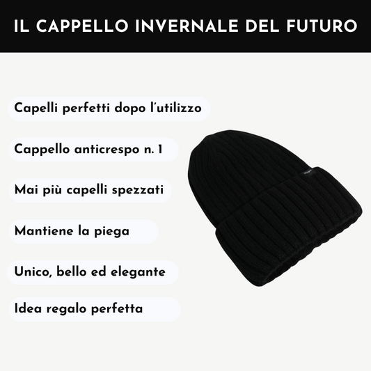 Cappello Invernale Donna Interno 100% Seta Anticrespo | Nero