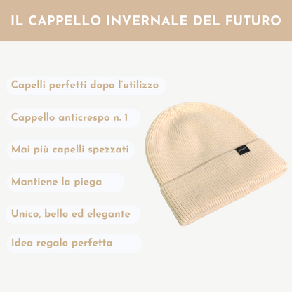 Cappello Invernale Unisex Interno 100% Seta Anticrespo | Crema