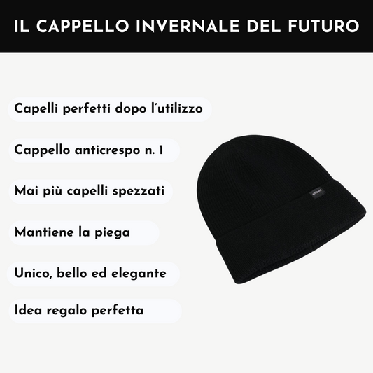 Cappello Invernale Unisex Interno 100% Seta Anticrespo | Nero