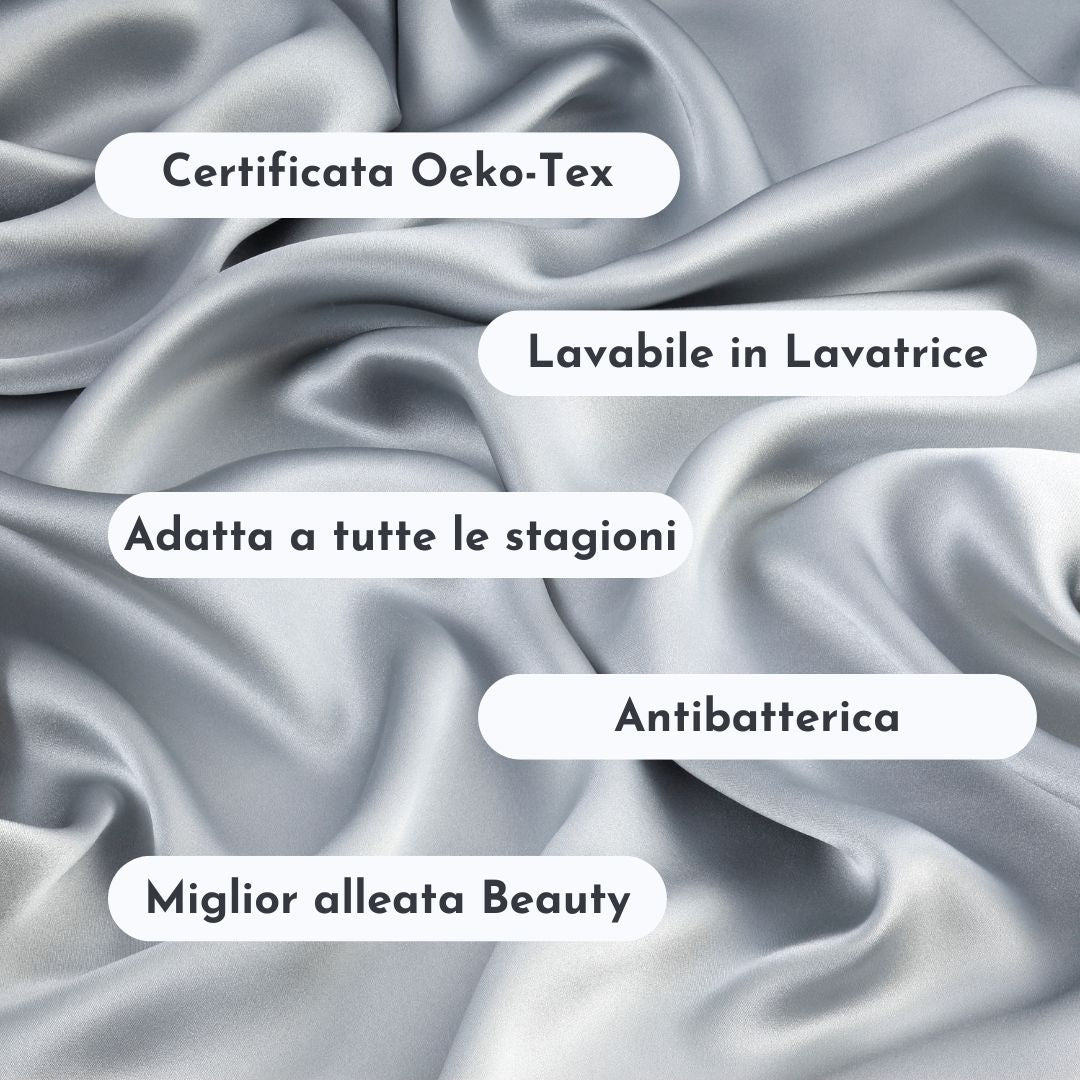 Federa 100% Seta Anticrespo | Grigio Perla