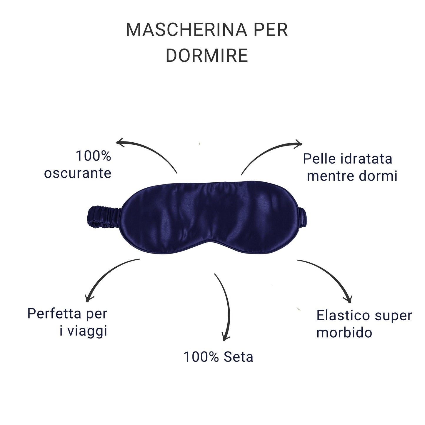 Mascherina notte per dormire 100% seta | Blu