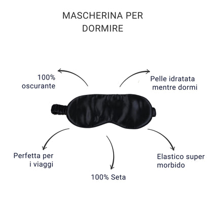 Mascherina notte per dormire 100% seta | Nero