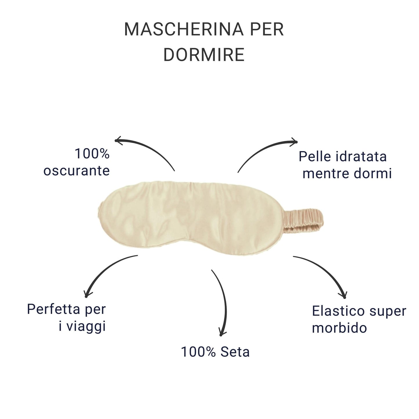 Mascherina notte per dormire 100% seta | Caramel